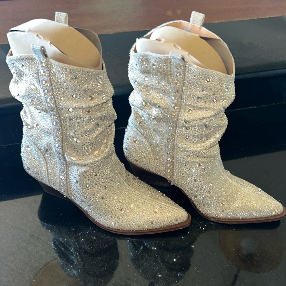 Gold glitter western style boots